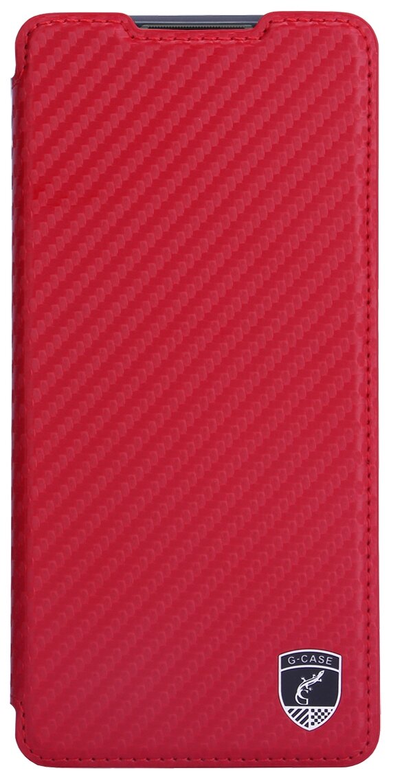 Чехол книжка G-Case Slim Premium для Xiaomi Redmi Note 10 Pro, карбон красный