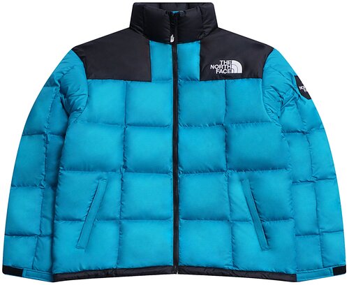 Пуховик The North Face, размер XS, черный, голубой