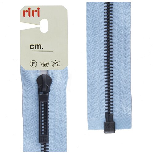 фото Молнии riri звено bi, слайдер stab, разъёмная, 1 замок, 6 мм, 70 см, цвет 2637, голубой