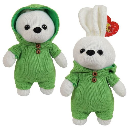 Мягкая игрушка ABtoys Knitted, Зайка вязаный, 22 см, в зеленом костюмчике (M5149)