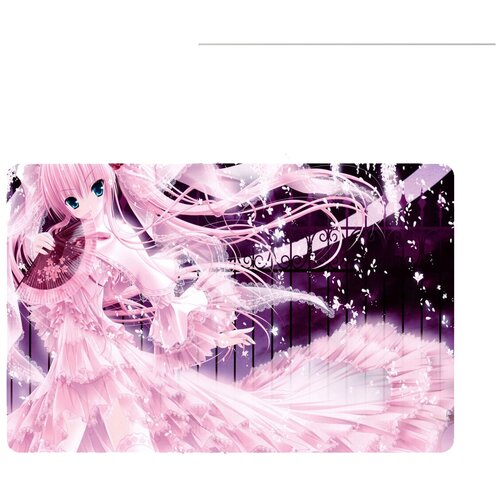 Коврик для мыши 420*290*3 CoolPodarok Аниме девушка с розовыми волосами веер