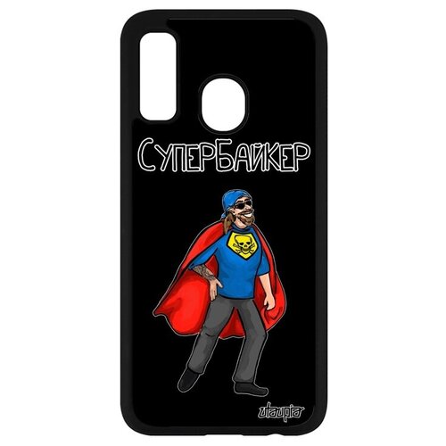 фото Чехол для мобильного // galaxy a40 // "супербайкер" комичный мотоциклист, utaupia, черный