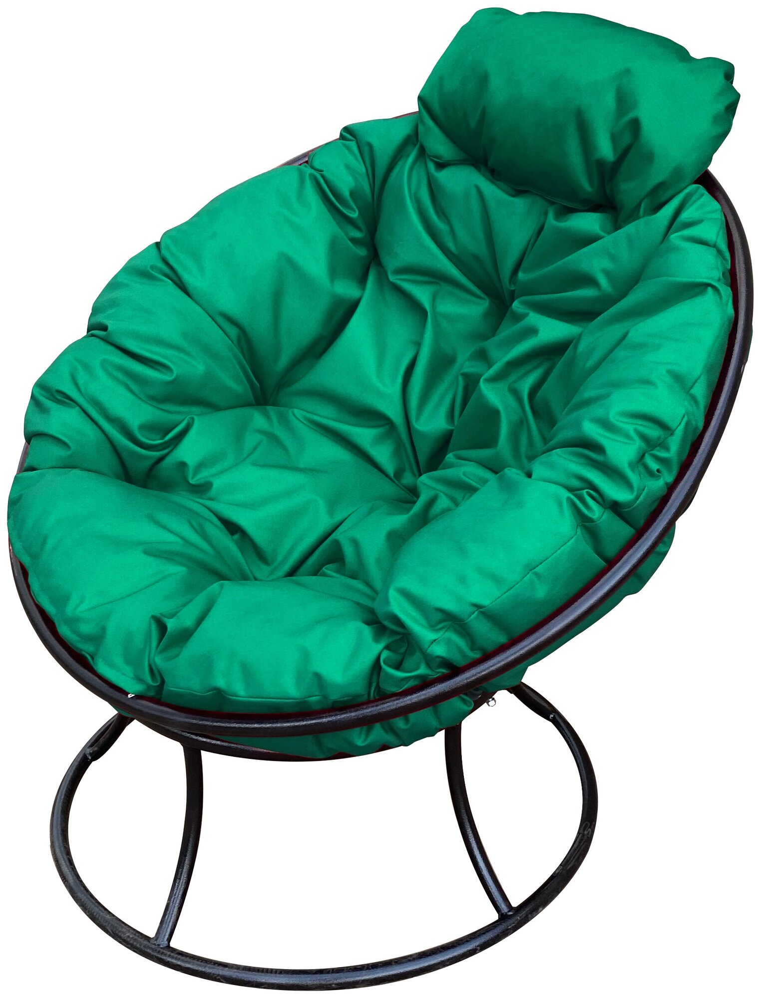 Кресло m-group папасан мини чёрное, зелёная подушка - фотография № 1
