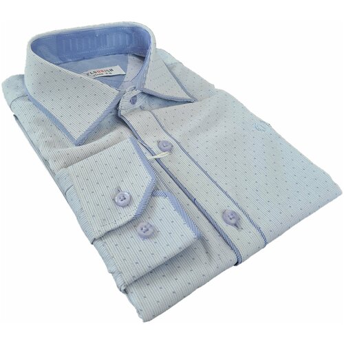 Школьная рубашка для мальчика Флоуриш, серый-голубой, Рост 110-116