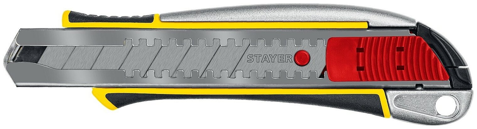 Нож металлический с автостопом Stayer KSM-18A, сегмент. лезвия 18 мм - фото №1