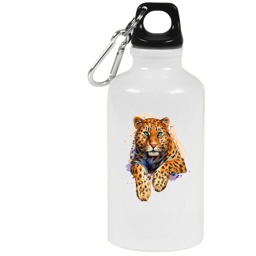 Бутылка с карабином CoolPodarok Животные Красивый леопард