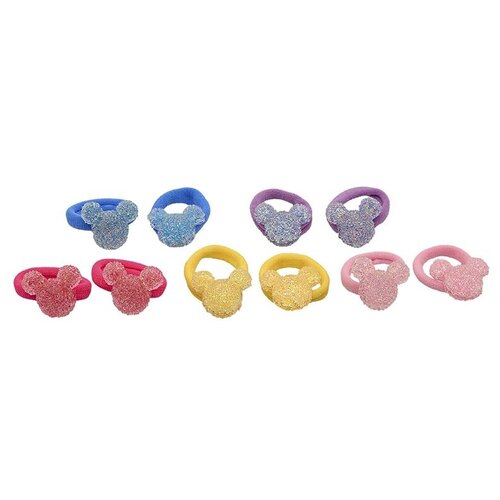 фото Комплект детских резинок для волос "карамельки мышки" 10 шт (фиолетовый, розовый, синий, желтый, фуксия) baziator