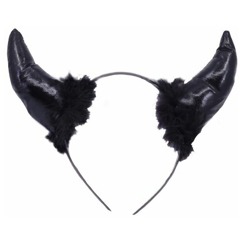 Ободок Рога Черта с перьями серые/G