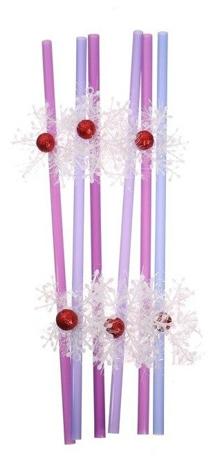 Трубочки для коктейля "Снежинки", набор, 6 шт., цвет микс - фотография № 14