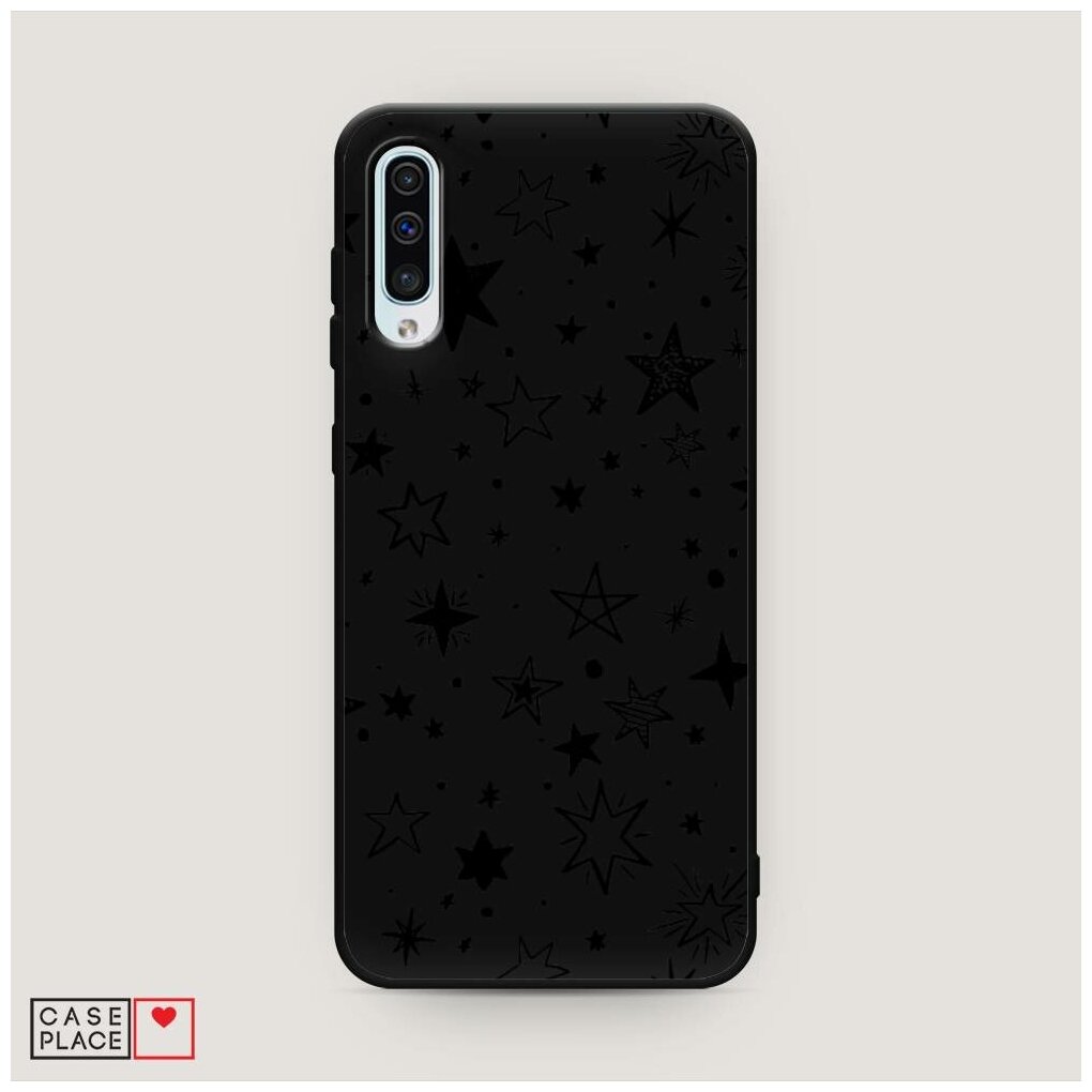Матовый силиконовый чехол "Звездочки графика черная" на Samsung Galaxy A50 / Самсунг Галакси А50