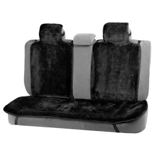 фото Накидки на заднее сиденье, нат. шерсть, 135 х 55 и 75 х 55 см, черный, набор 3 шт 3909758 yandex market