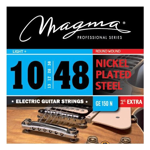 Струны для электрогитары Magma Strings GE150N, Серия: Nickel Plated Steel, Калибр: 10-13-17-28-38-48, Обмотка: круглая, никелированая сталь струны для электрогитары magma strings ge155ed