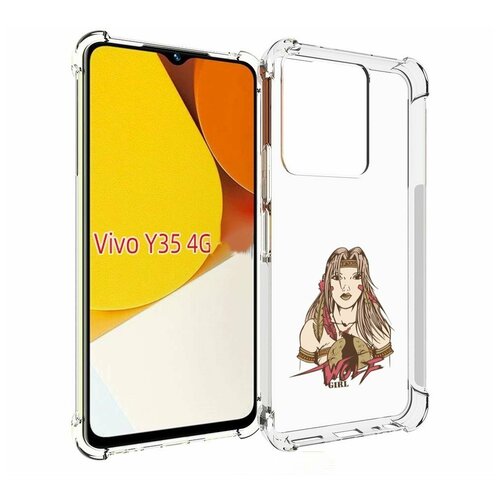 Чехол MyPads девушка волк для Vivo Y35 4G 2022 / Vivo Y22 задняя-панель-накладка-бампер