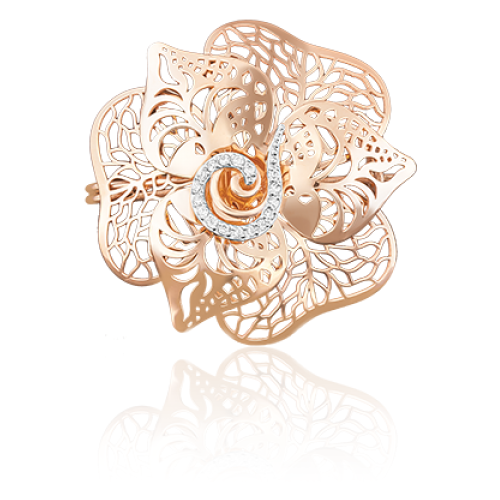 PLATINA jewelry Брошь-подвеска из красного золота Цветок с фианитом 04-0143-00-401-1110-65