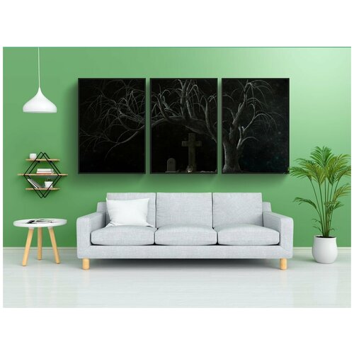 фото Набор модулных постеров для интерьера "кладбище, ночь, атмосфера" 60x90 см. в тубусе, без рамки lotsprints