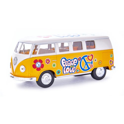 Металлическая машинка игрушка для мальчика Volkswagen T1 1962 Classical Bus Hippie van / Машина инерционная коллекционная / Цвет-сюрприз