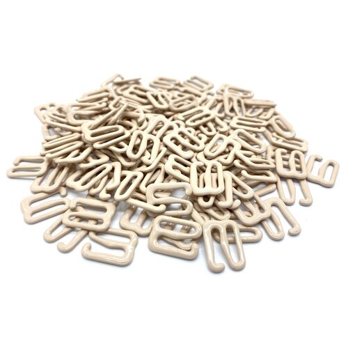 Крючок для бюстгальтера (фурнитура для белья) металл 18мм, цв. бежевый, упак.100шт (+- 5шт)