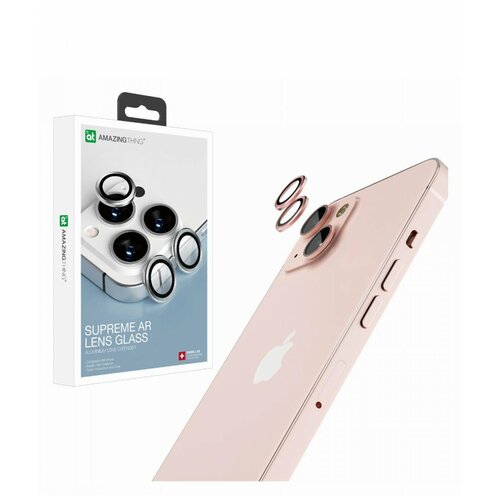 Защитное стекло для линз камеры Apple iPhone 13/iPhone 13 mini Amazingthing Pink 2шт, олеофобное прозрачное стекло для айфона 13/13 мини