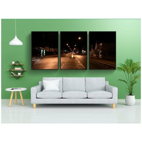 фото Набор модулных постеров для интерьера "дорога, ночь, дорожка" 60x90 см. в тубусе, без рамки lotsprints