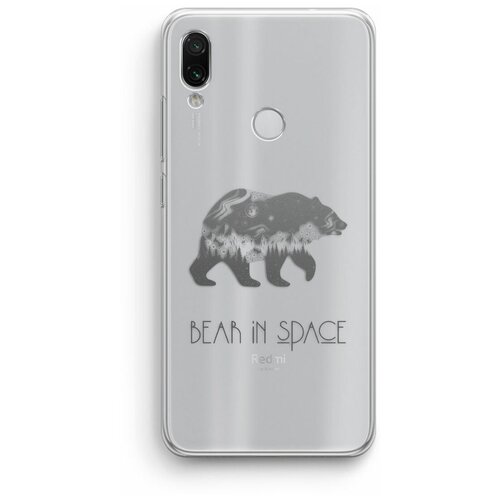 фото Силиконовый чехол xiaomi redmi note 7 pro / сяоми редми нот 7 про "bear in space", прозрачный black pack
