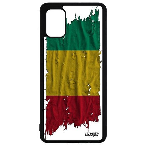 фото Противоударный чехол для смартфона // samsung galaxy a51 // "флаг гвинеи на ткани" государственный стиль, utaupia, белый