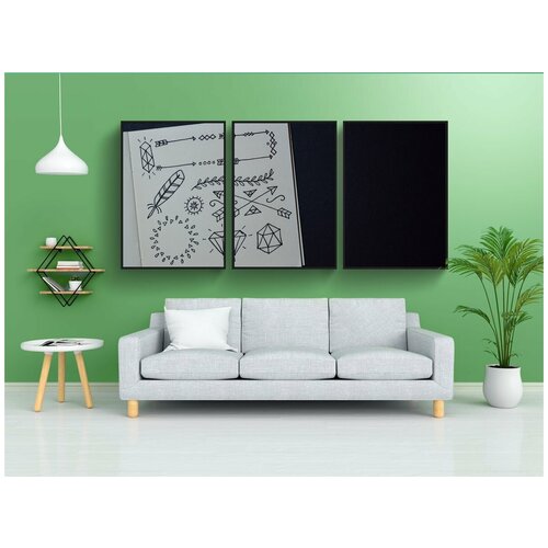 фото Набор модулных постеров для интерьера "набросок, рисование, ноутбук" 60x90 см. в тубусе, без рамки lotsprints