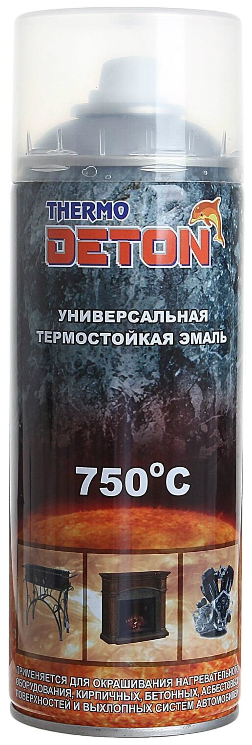 Краска аэрозольная термостойкая 750*С Deton серебристая 520 мл DETON DTN-A70667 | цена за 1 шт