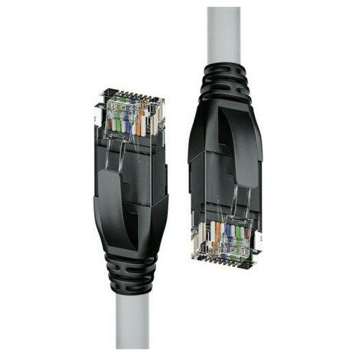 Патч-корд прямой 2.0m UTP кат.5e, серый, черные коннекторы, 24 AWG, литой, ethernet high speed 1 Гбит/с, RJ45, T568B