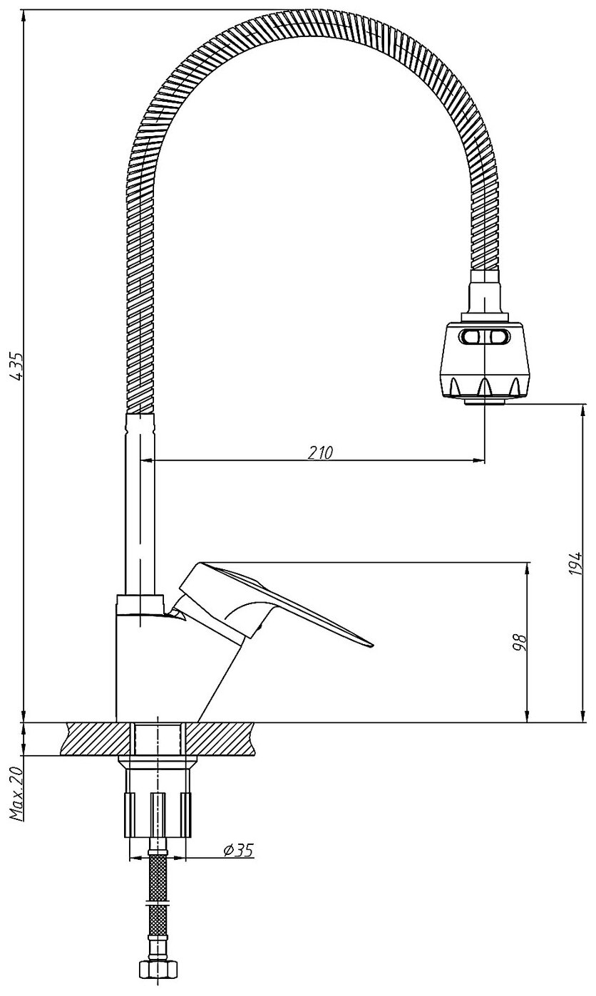 Смеситель для кухни с гибким изливом Haiba HB4304-3 - фотография № 2