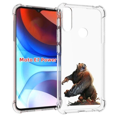 Чехол MyPads Медведь-жестокий для Motorola Moto E7 Power задняя-панель-накладка-бампер