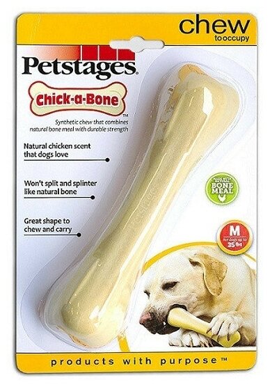 Petstages игрушка для собак Chick-A-Bone косточка с ароматом курицы 11 см малая . - фотография № 5