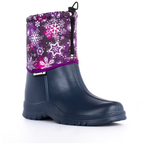 Полусапожки Grand.M М020 с молнией женские зимние синие с фиолетовым, размер 38