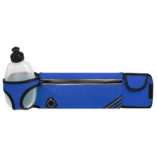 ONLITOP Сумка спортивная на пояс 45х9 см с бутылкой 15х8х3 см, 2 кармана, цвет синий