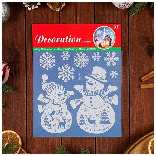 Наклейки на окна Sima-land Decoration Новогодние снеговики, 26х21 см (7006942)