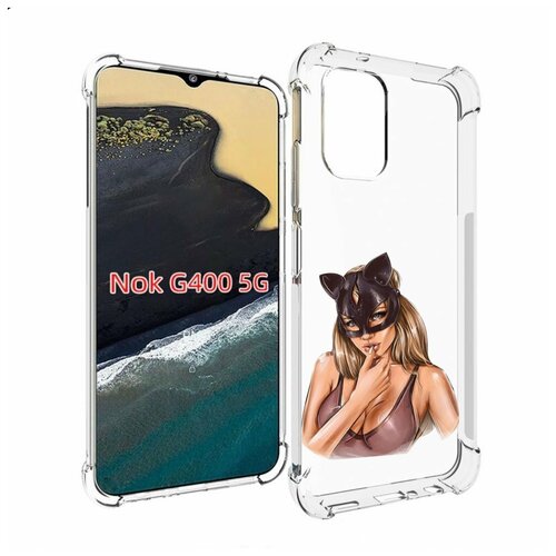 Чехол MyPads девушка-в-купальнике-с-маской-кошки женский для Nokia G400 5G задняя-панель-накладка-бампер