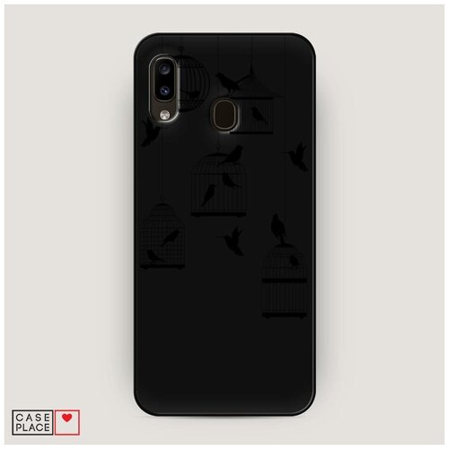 фото Чехол силиконовый матовый samsung galaxy a20 клетка с птицами графика case place