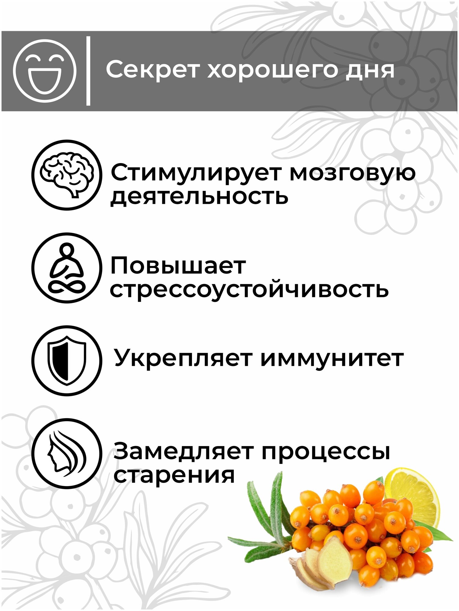Напиток чайный Русский Иван Чай с облепихой имбирем и лимоном 100пак Чага чай - фото №3