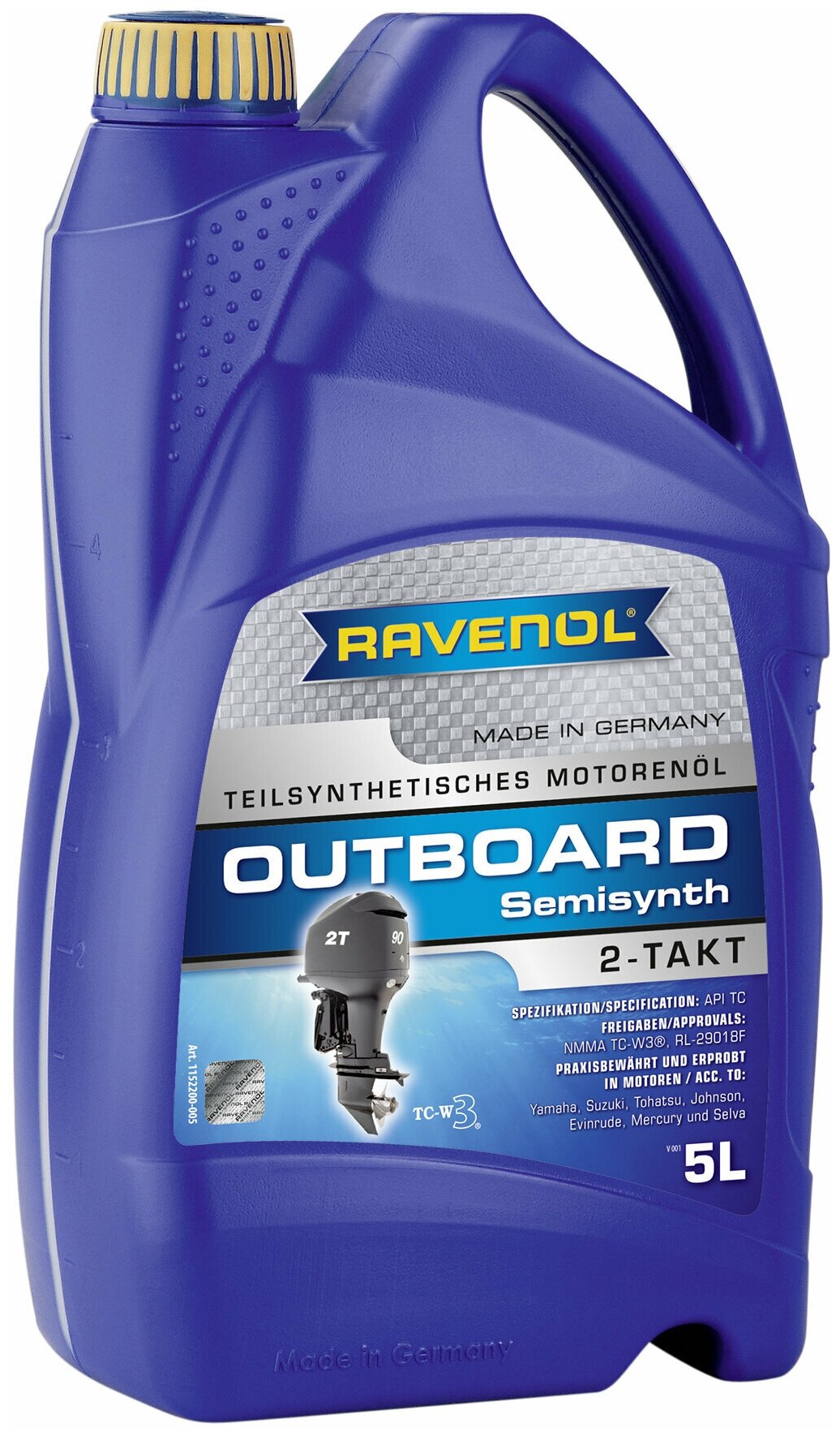 RAVENOL Масло моторное полусинтетическое 2-Такт для лод.моторов RAVENOL Outboardoel teilsynth, 5L 4014835728356