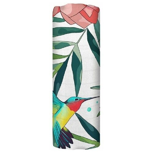 Многоразовая пеленка Tommy Lise Flowery Grace 120x120, белый/зеленый/розовый