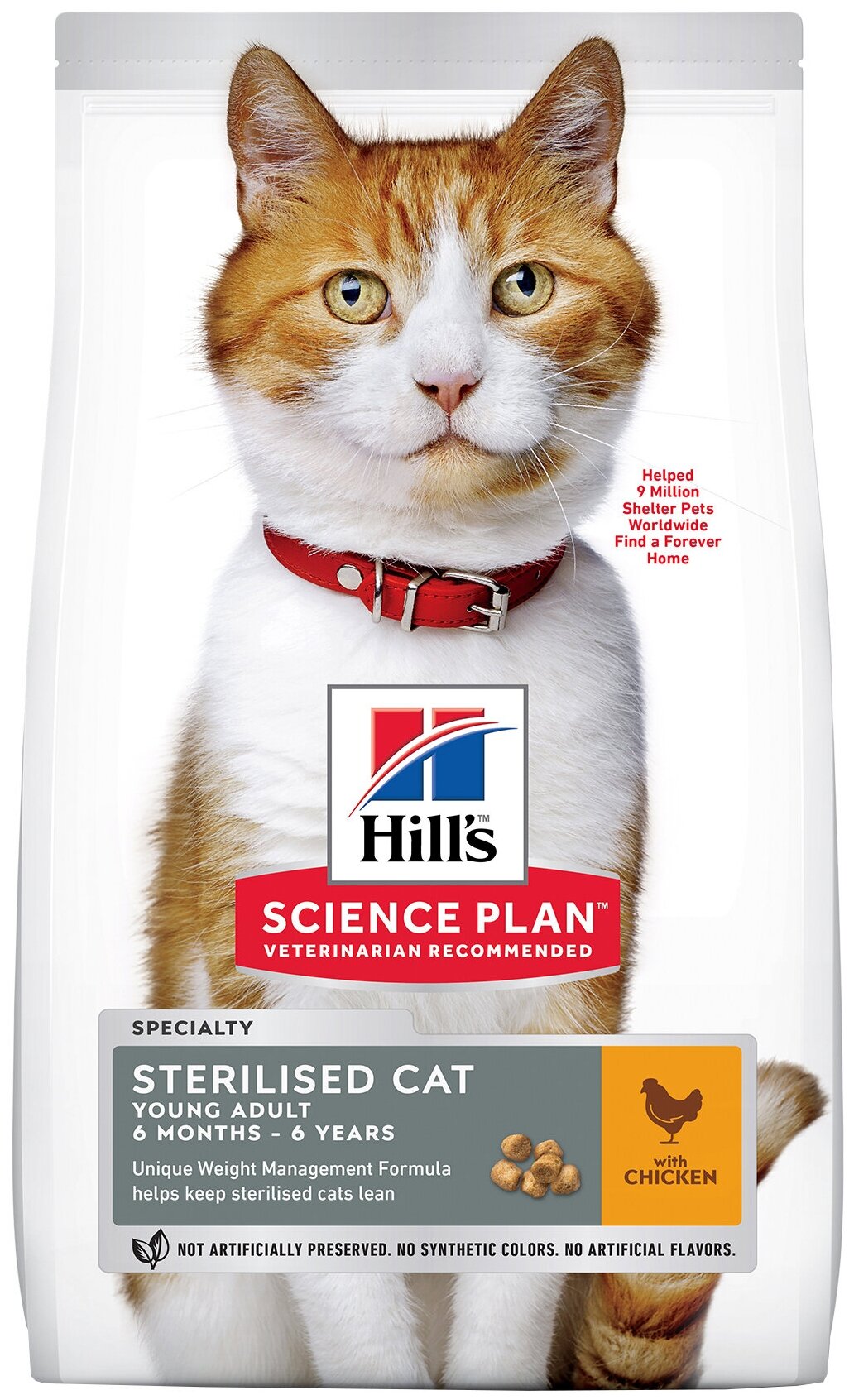 Корм Hill's Science Plan Sterilised Cat для стерилизованных кошек от 6 мес. до 6 лет, курица, 10 кг - фотография № 2