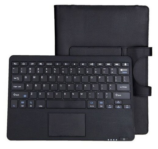 Клавиатура MyPads для Microsoft Surface 3 10.8 съёмная беспроводная Bluetooth в комплекте c кожаным чехлом и пластиковыми наклейками с русскими б...