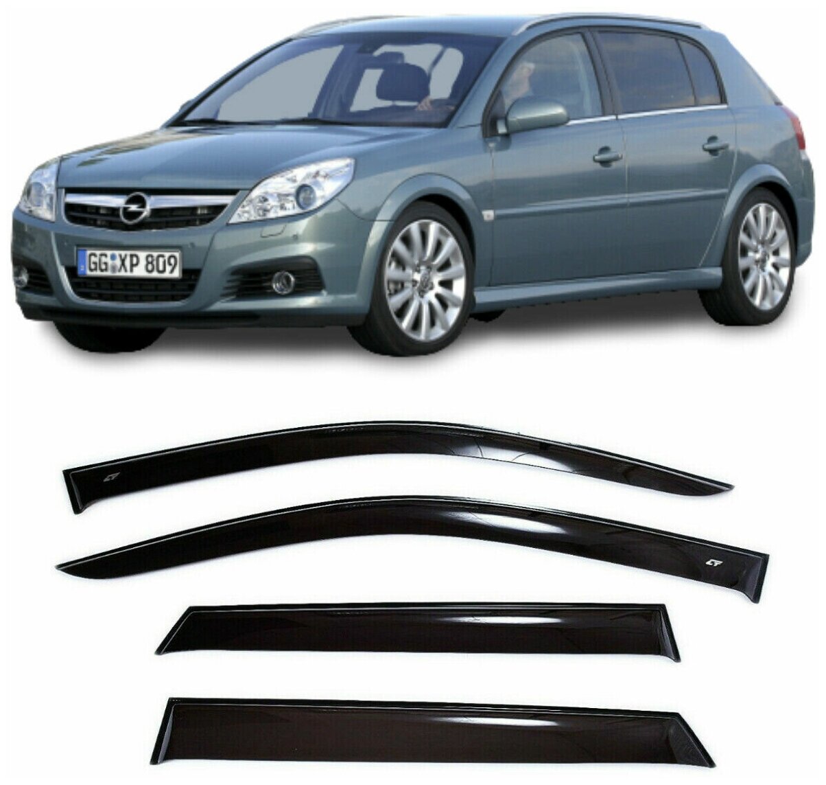 Дефлекторы боковых стекол Cobra Tuning на Opel Signum 1 l Hatchback 2003 - 2008 - Ветровики боковых окон для Опель Сигнум 1 l Хб Хэтчбек 2003 - 2008