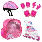 Набор роликов FLORET коньки, защита, шлем white-pink-blue - изображение