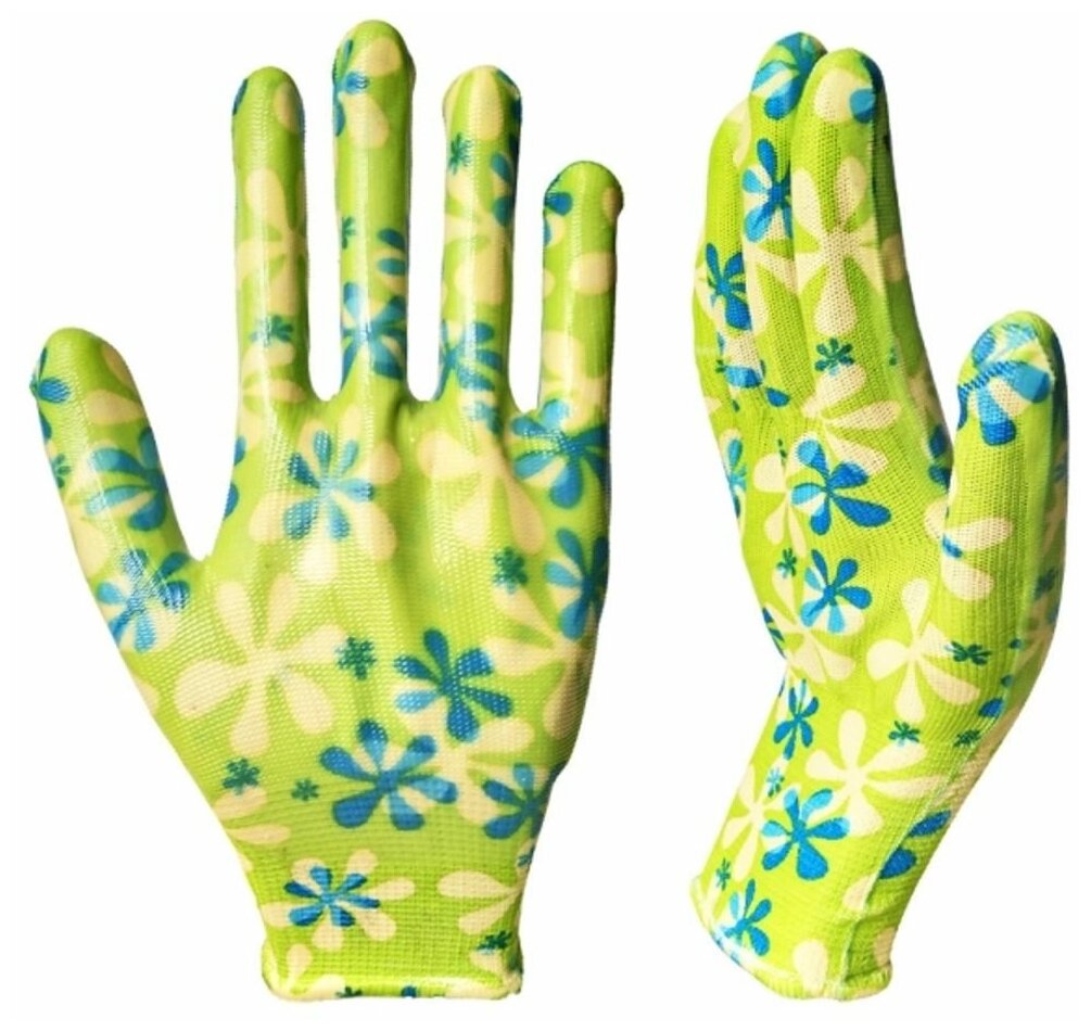 Перчатки садовые Зеленая ромашка S с нитриловым покрытием