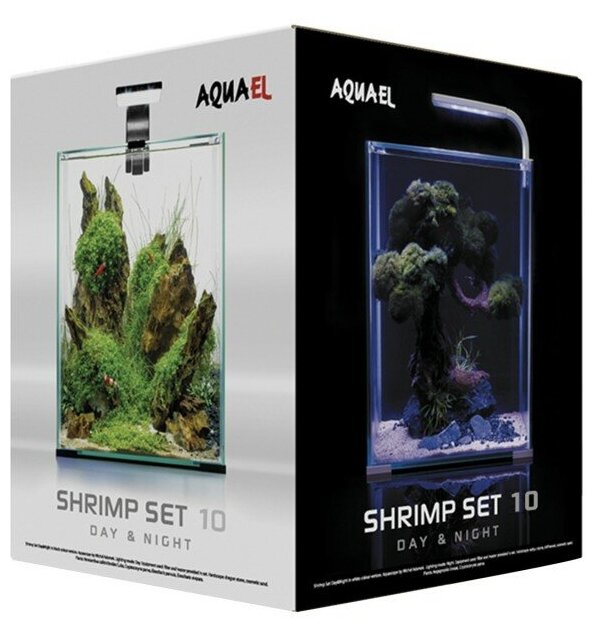 Аквариум с оборудованием AQUAEL SHRIMP SET DAY & NIGHT 10 (20х20х25см) 10л, черный - фотография № 10