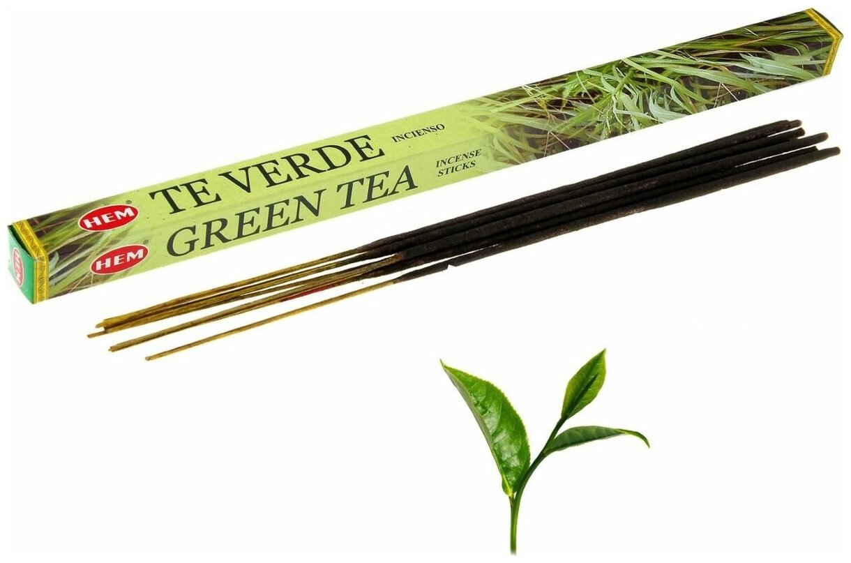 Благовония HEM Зеленый Чай (Green Tea) четырехгранник 8 шт