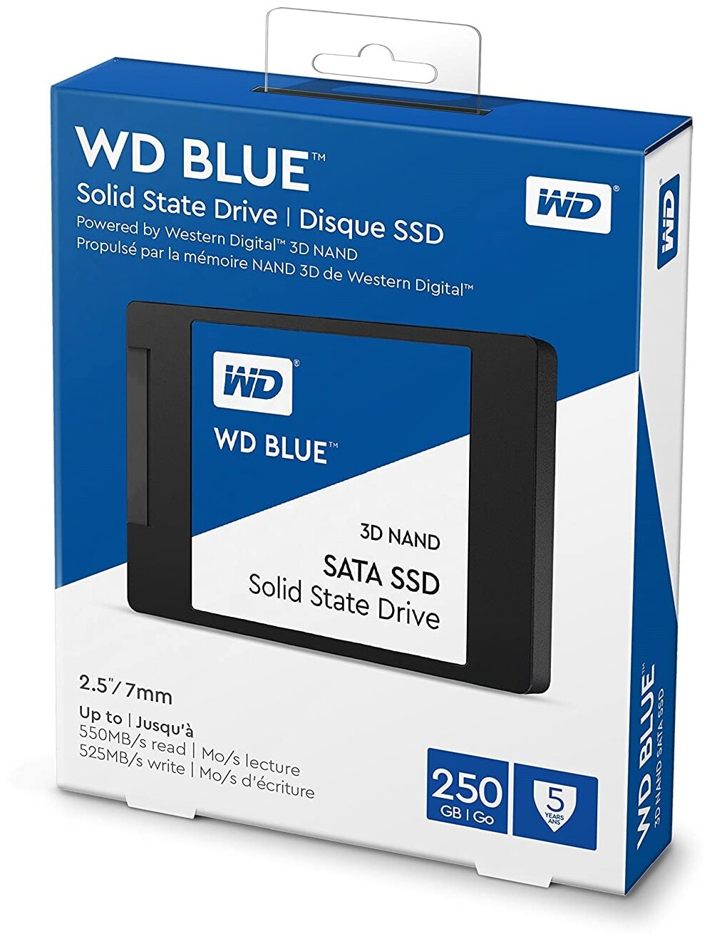 жесткий диск SSD 250ГБ, 2.5", SATA III, Western Digital Blue 3D, WDS250G2B0A - фото №2
