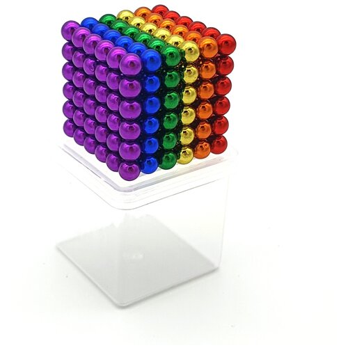 фото Магнитные шарики 6 цветов 216 шт × 5 мм + пластиковый бокс для хранения, неокуб, neocube