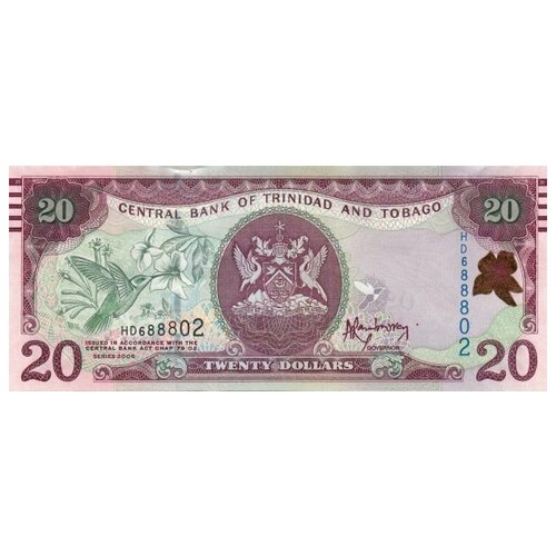 Тринидад и Тобаго 20 долларов 2006 г UNC тринидад и тобаго 5 долларов 2020 синий коронованный мотмот unc пластиковая