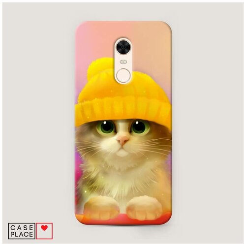 фото Чехол пластиковый xiaomi redmi 5 plus котенок в желтой шапке case place
